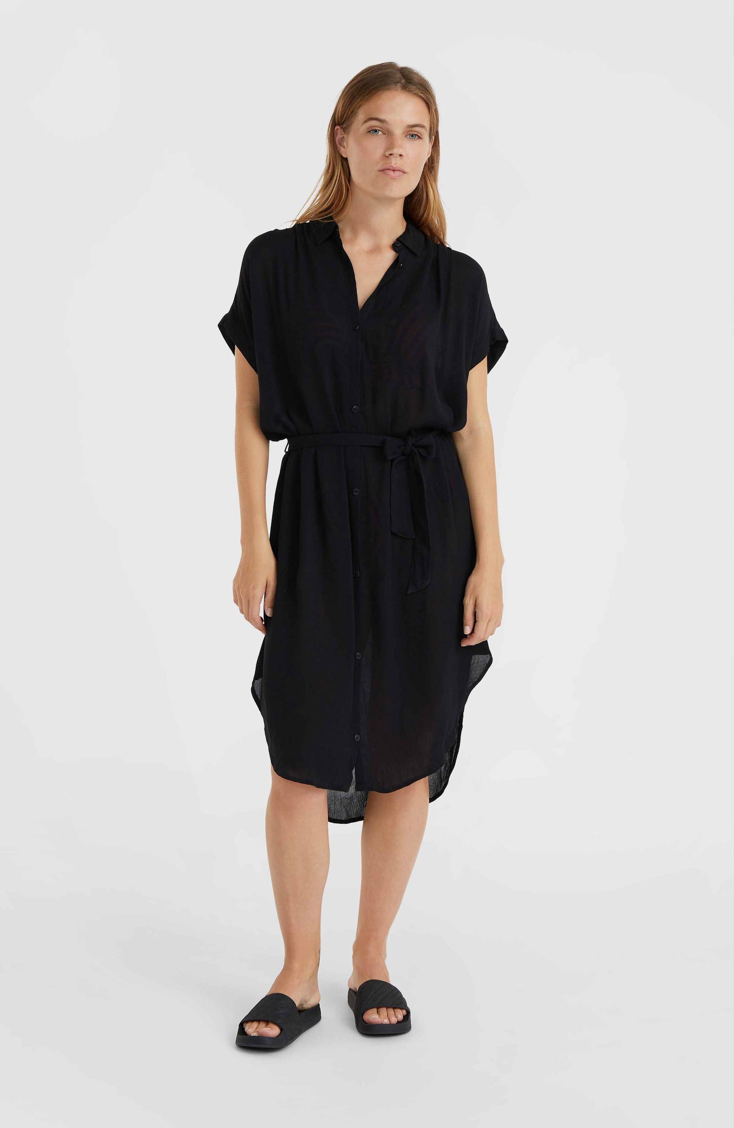 Cali Beach Shirt Dress - Black Out