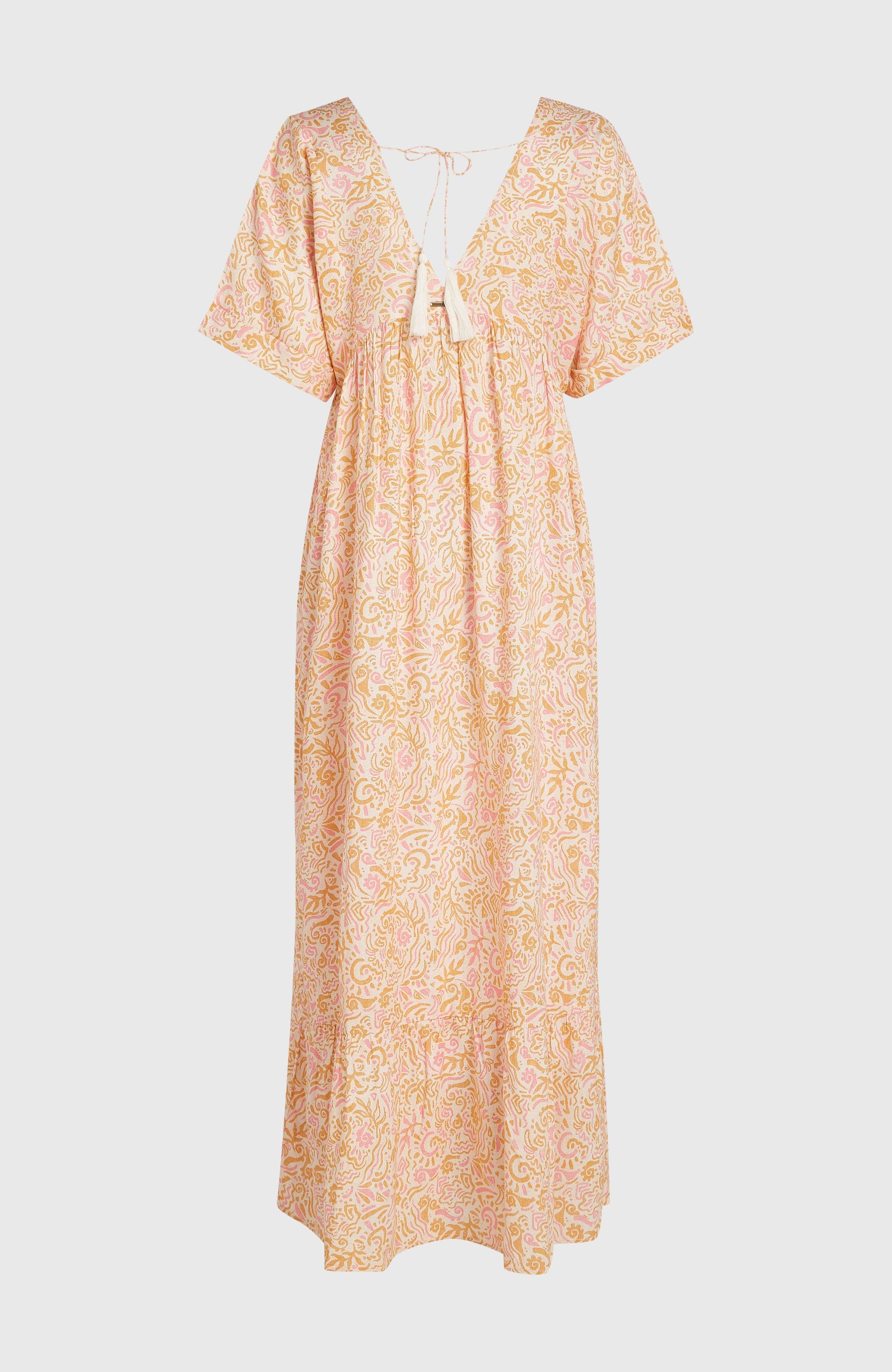 Wotw Maxi Dress - White Abstract Wave