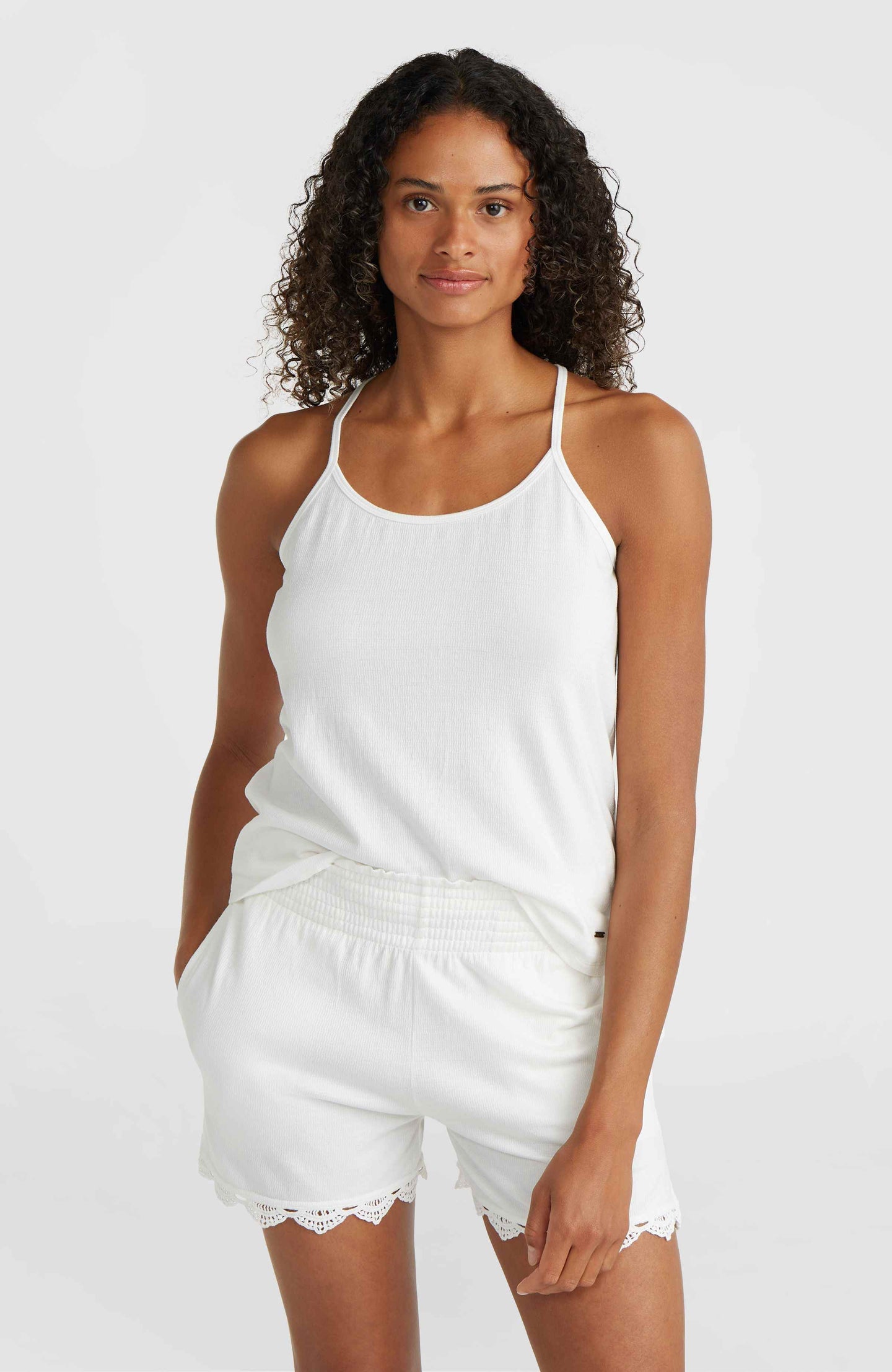 Essentials Ava Smocked Shorts - Snow White