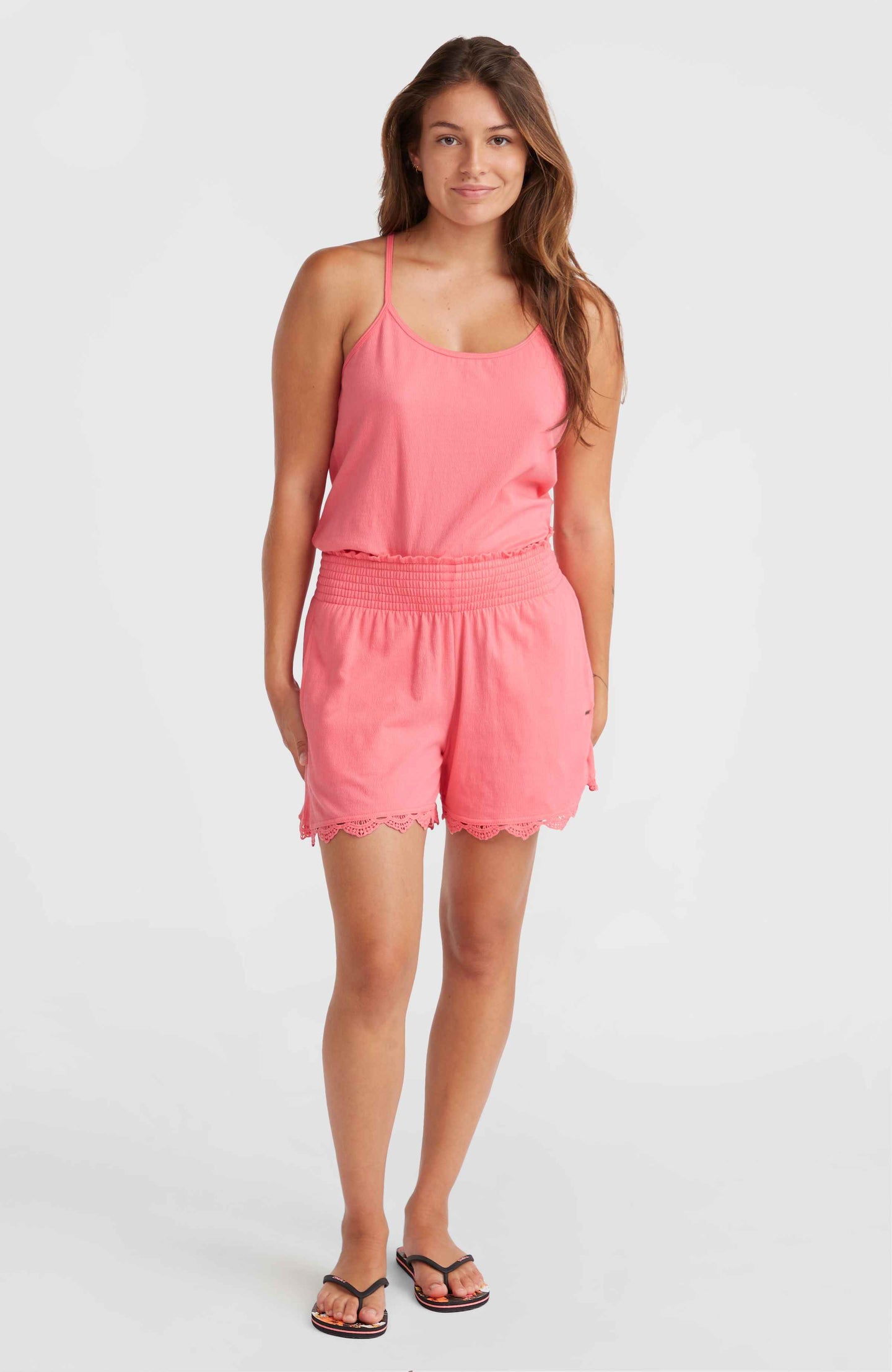Essentials Ava Smocked Shorts - Perfectly Pink