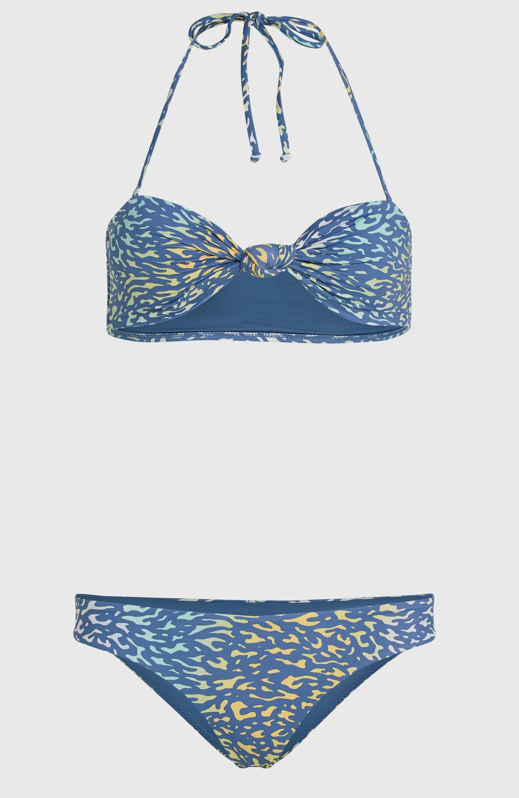 Knot Bandeau Matira Bikini Set - Yellow Animal Blur
