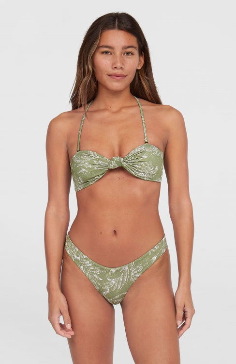 Knot Bandeau Matira Bikini Set - Green Textured Jungle