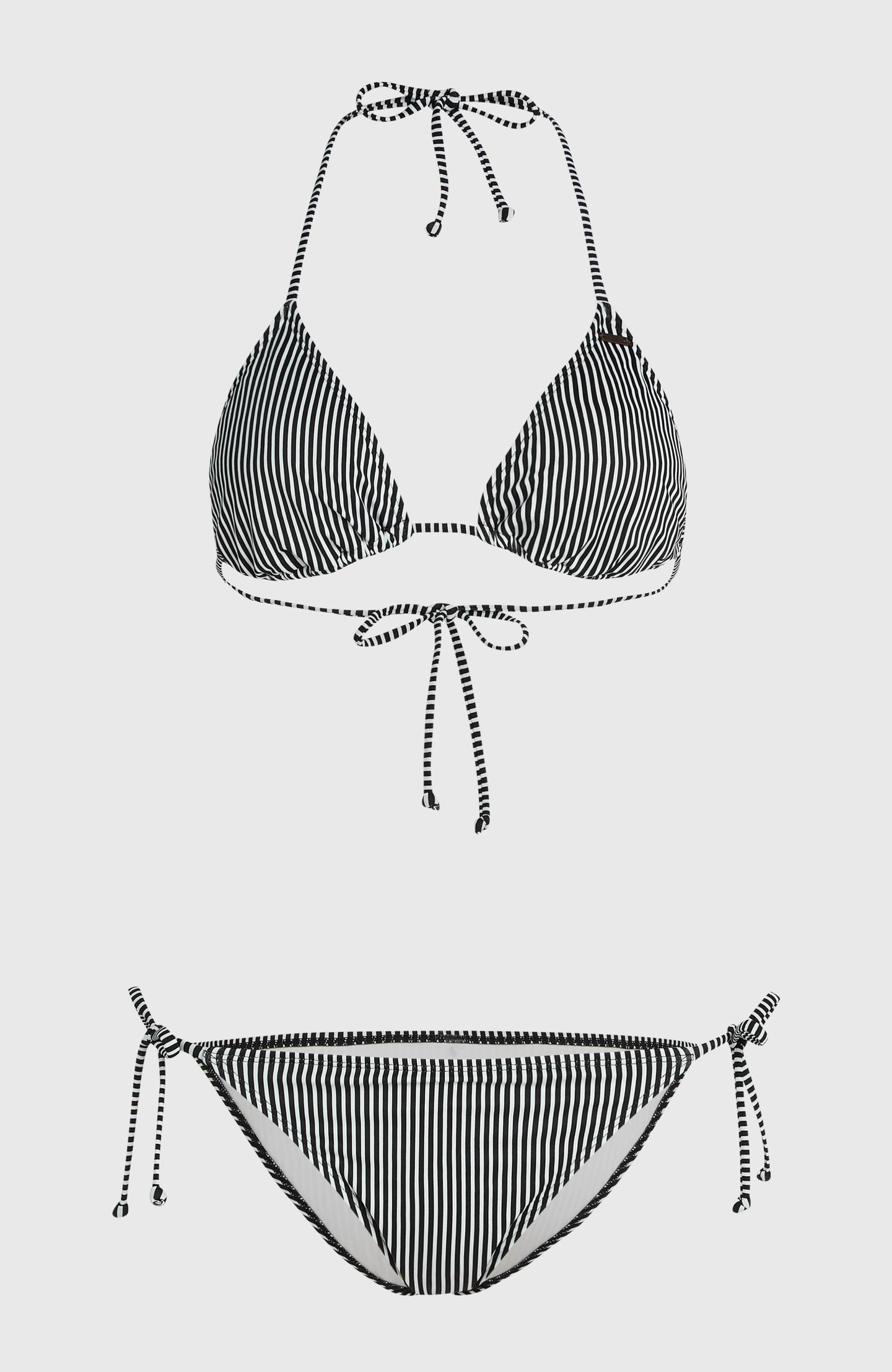 Essentials Capri Bondey Bikini Set - Black Simple Stripe