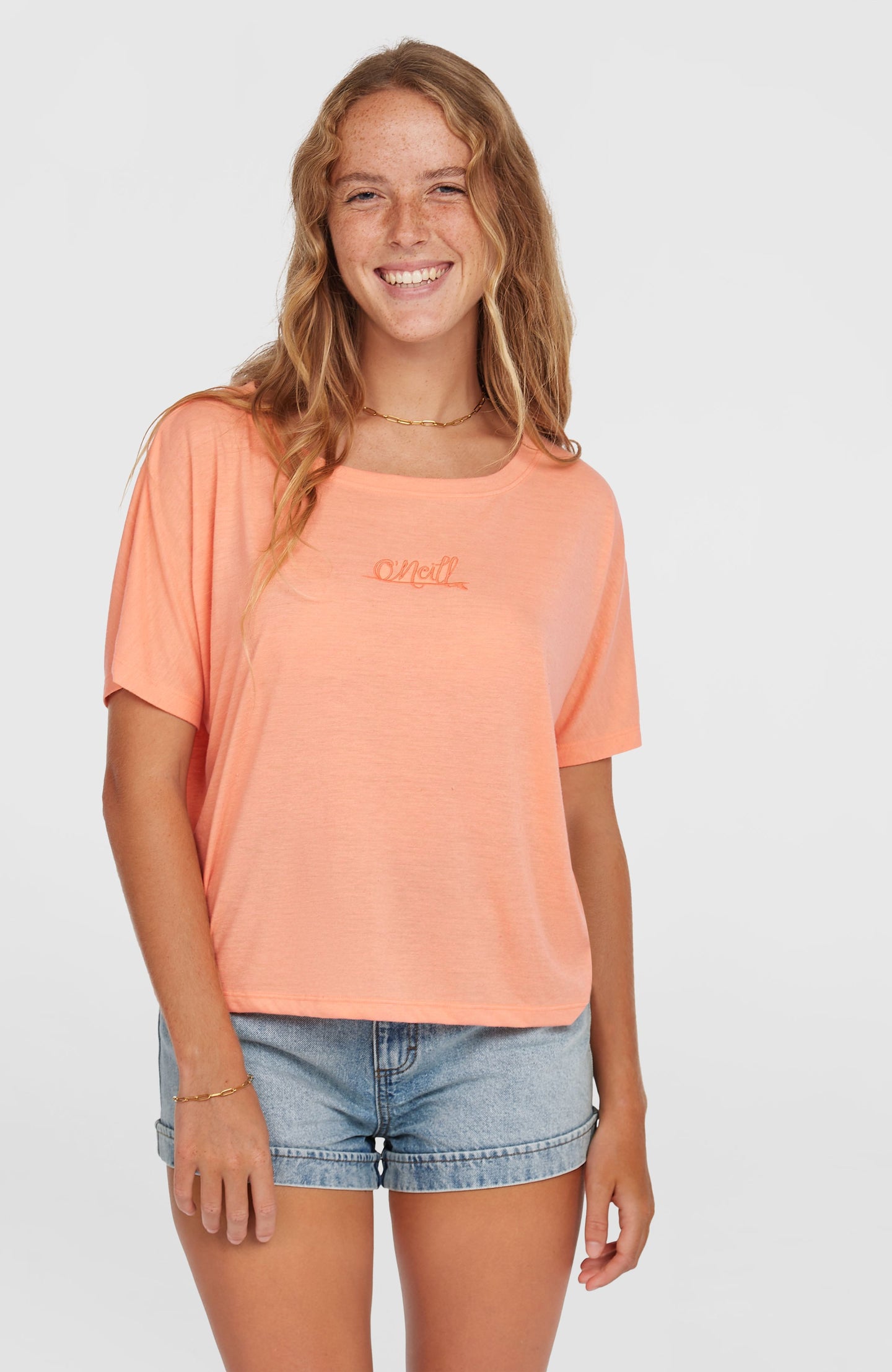Essentials O'Neill Script Drape T-Shirt - Coral Pink