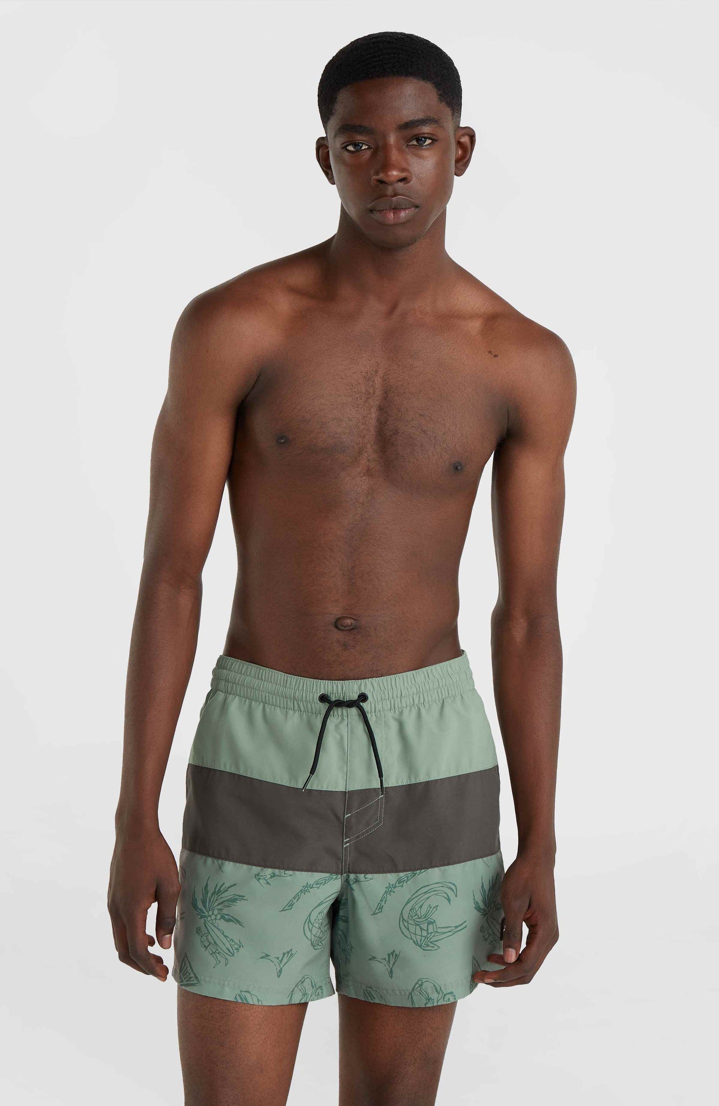Mix & Match Cali Block 15'' Swim Shorts - Green Vintage Surfer