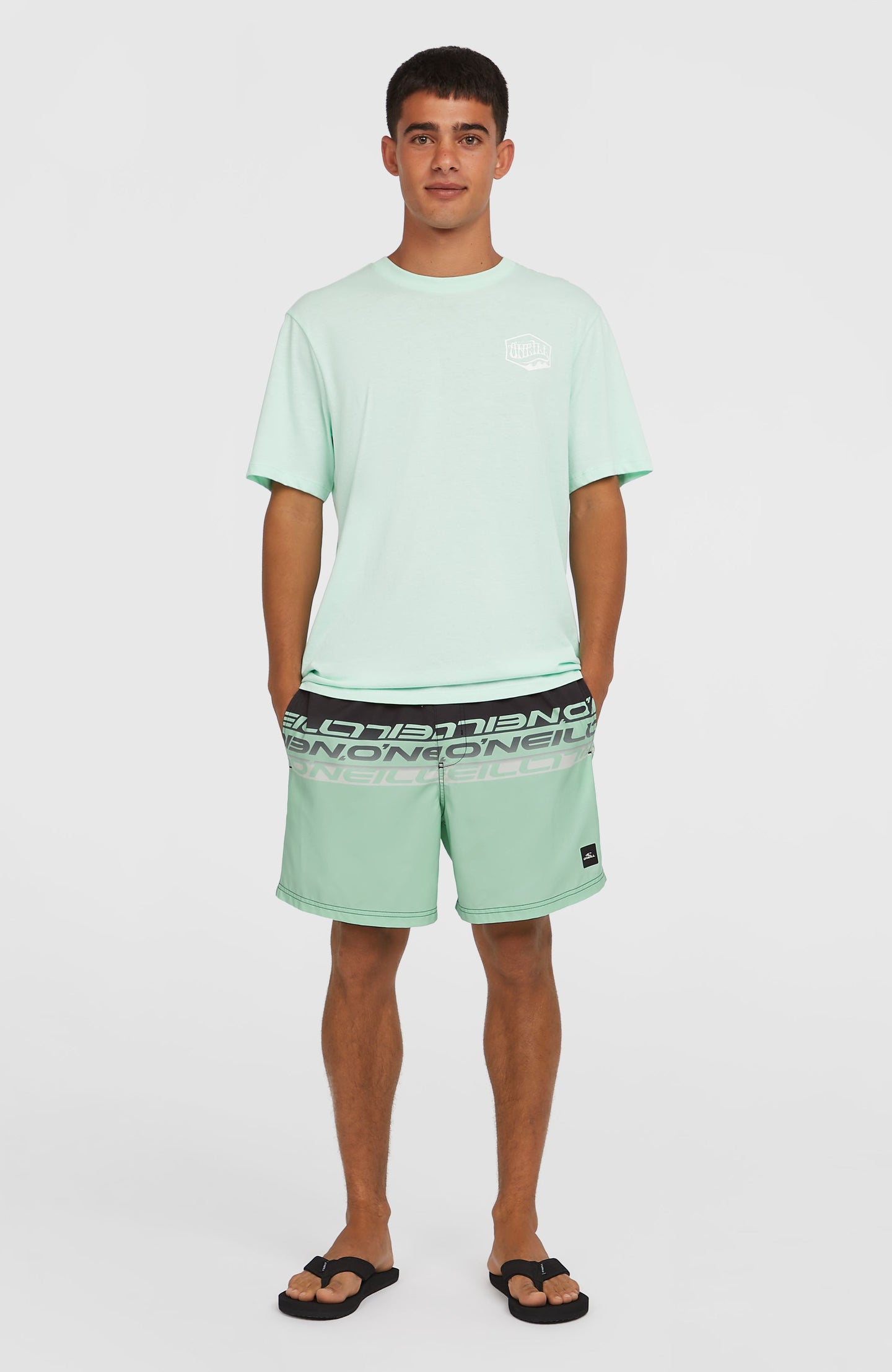 O'Neill Cali Stripe 16'' Swimshorts - Green/Black Upside Down Clean