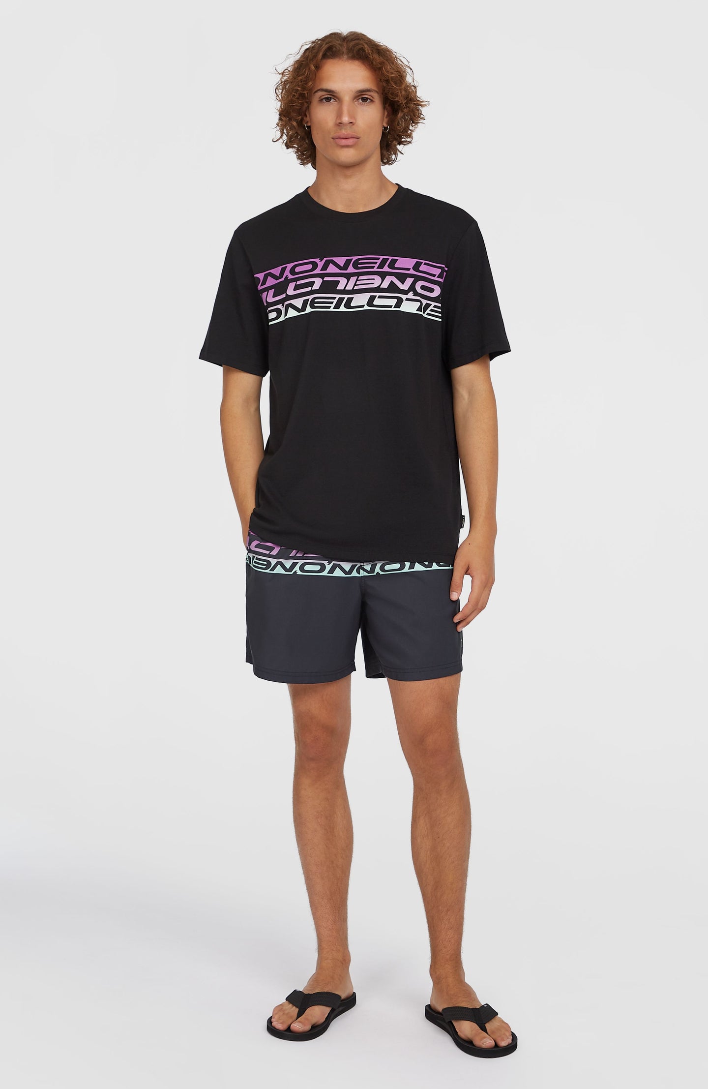 O'Neill Cali Stripe 16'' Swimshorts - Black/Purple Upside Down Clean