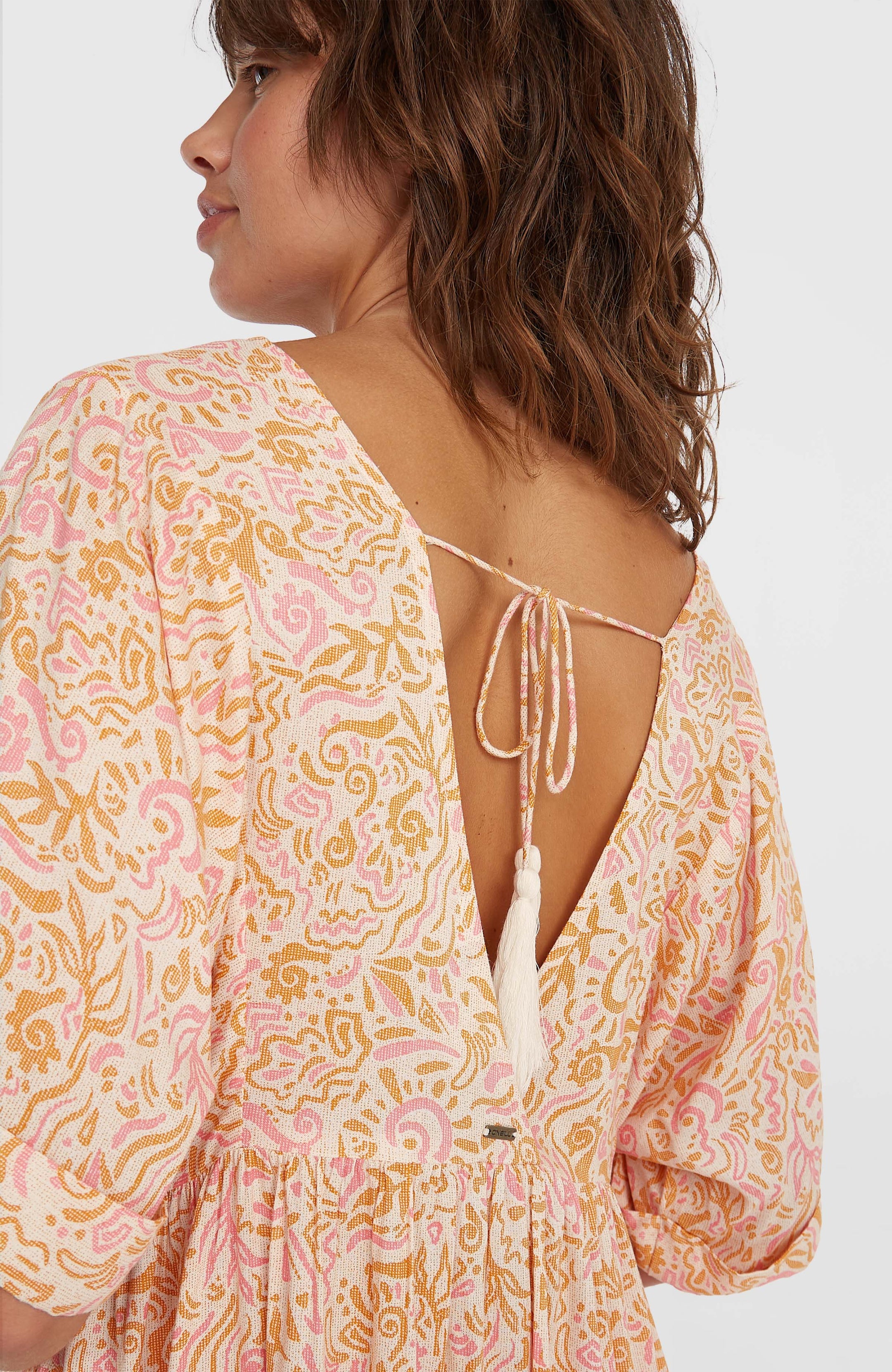 Wotw Maxi Dress - White Abstract Wave