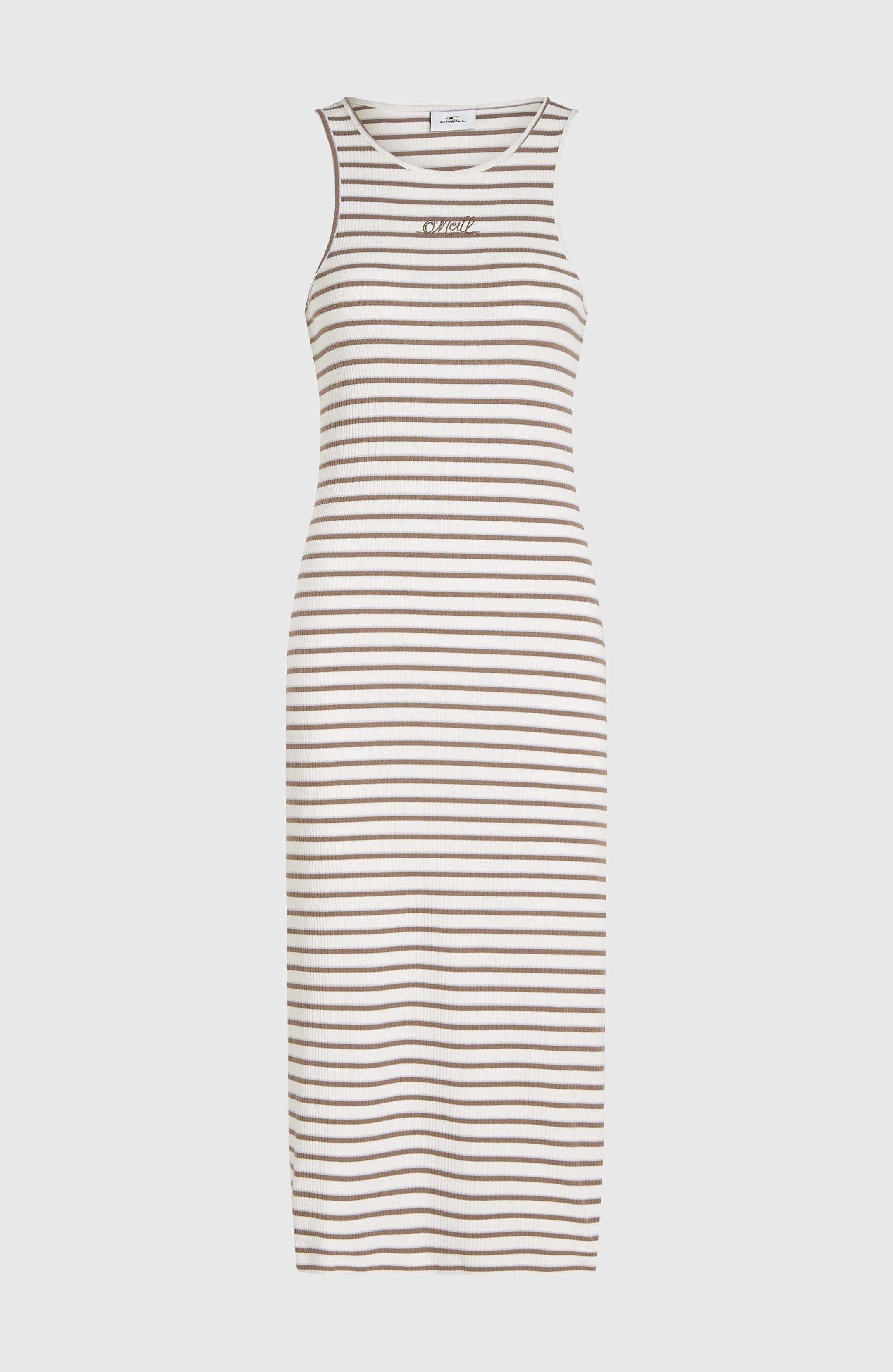 O'Neill Jess Midi Rib Dress - White Yarn Dye Stripe
