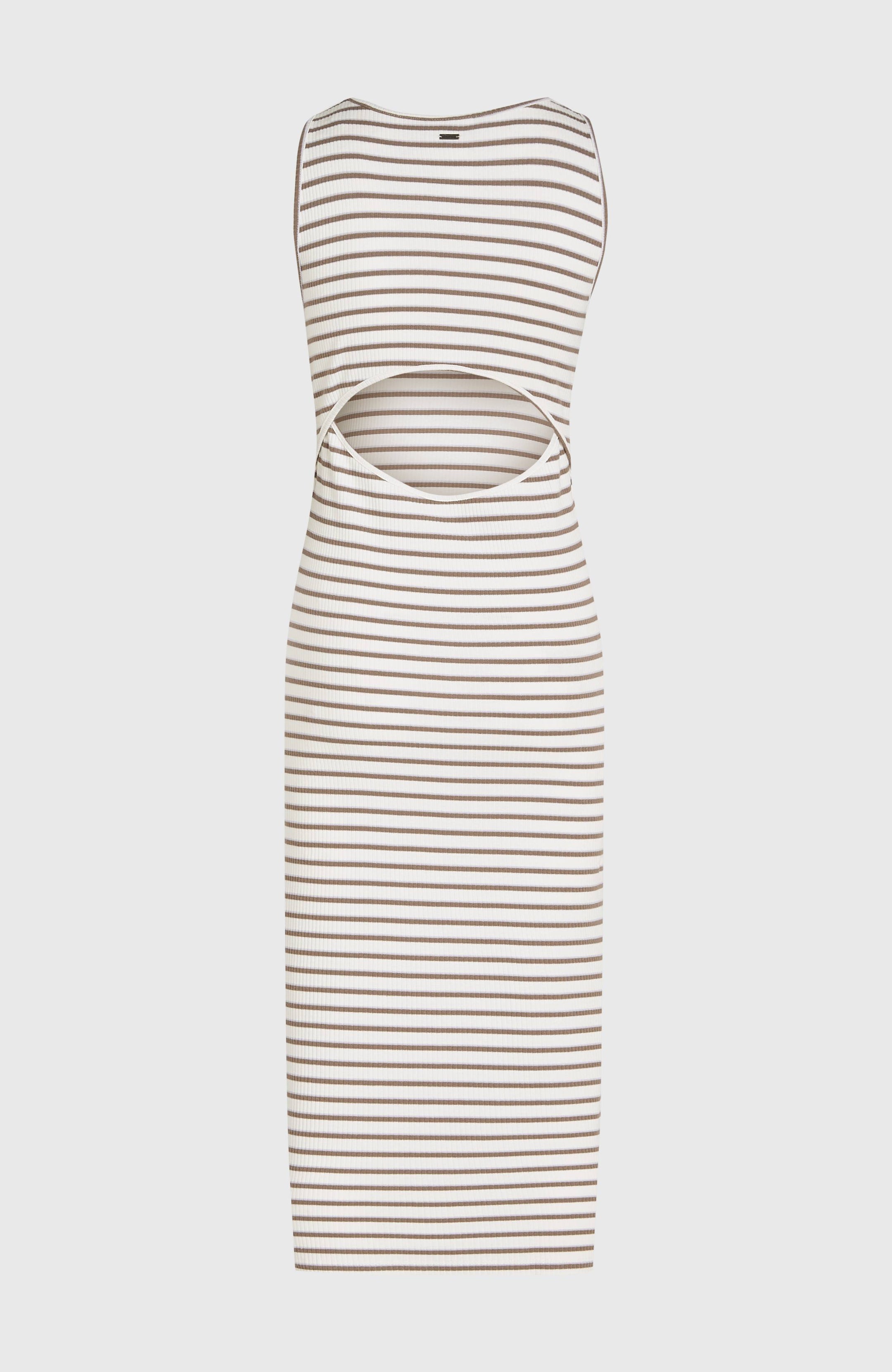 O'Neill Jess Midi Rib Dress - White Yarn Dye Stripe