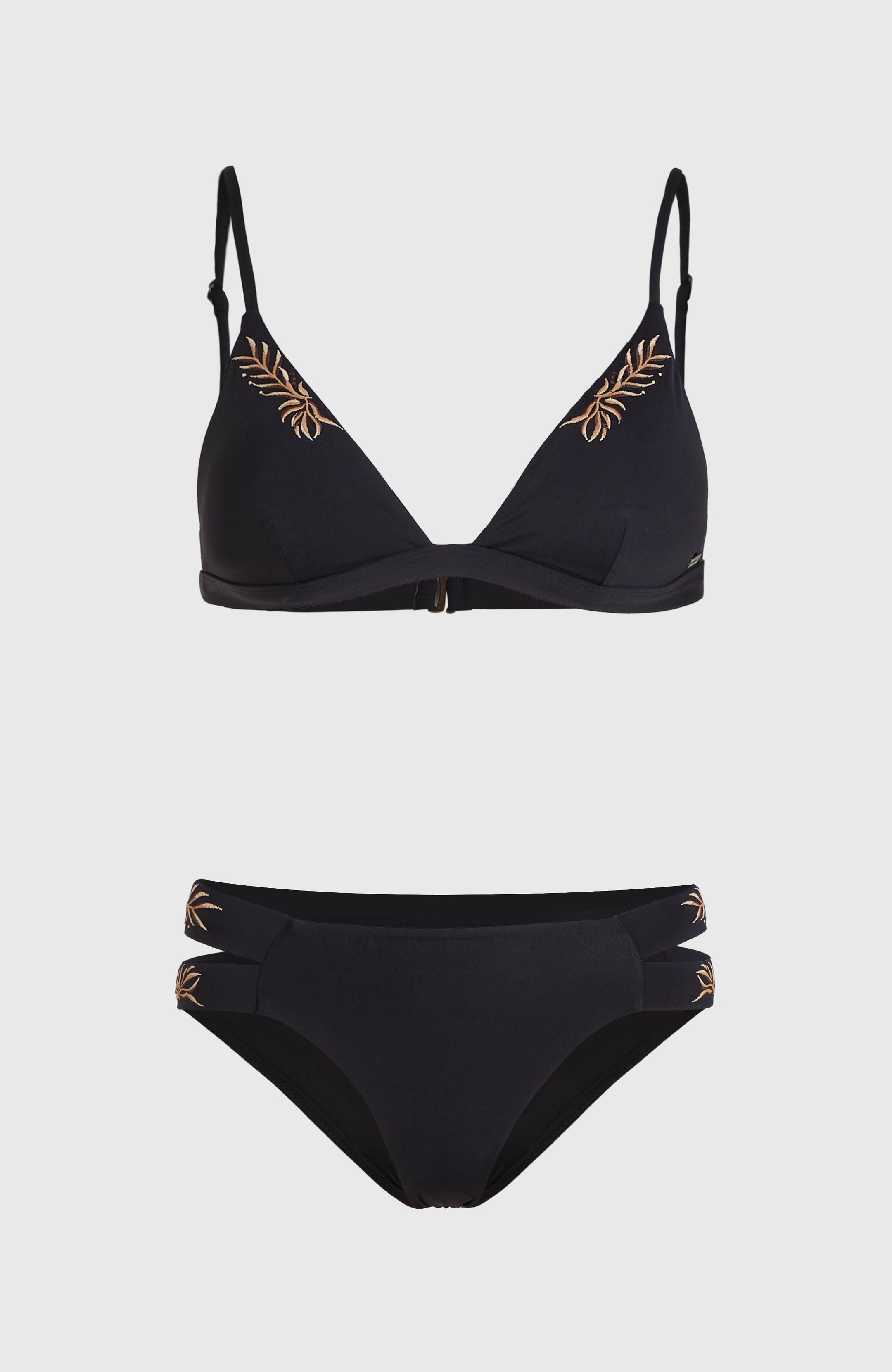 Sea Side Boulder Embroidery Bikini Set - Black Out