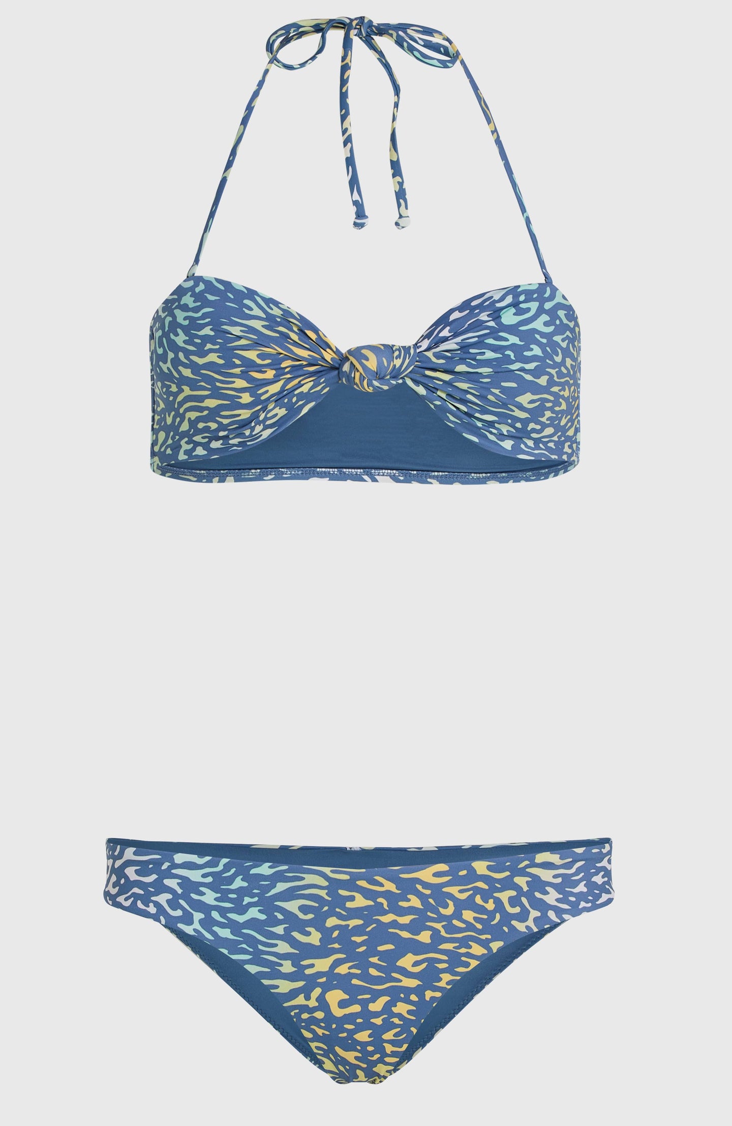 Knot Bandeau Matira Bikini Set - Yellow Animal Blur