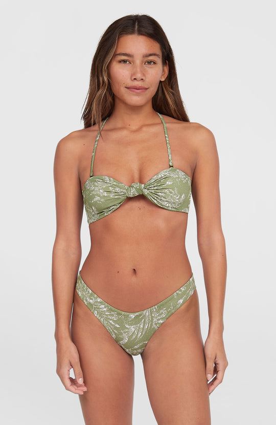 Knot Bandeau Matira Bikini Set - Green Textured Jungle