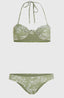 Knot Bandeau Matira Bikini Set - Green Textured Jungle