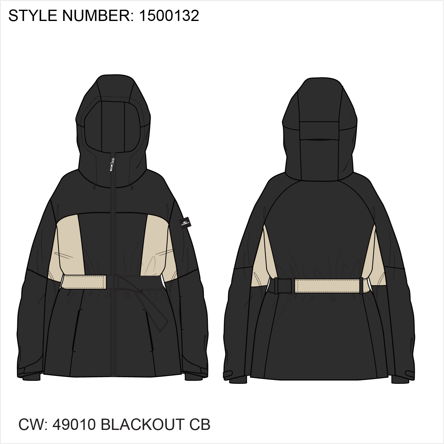 Fwc'Cruz Hybrid Belted Snow Jacket - Black Out Colour Block