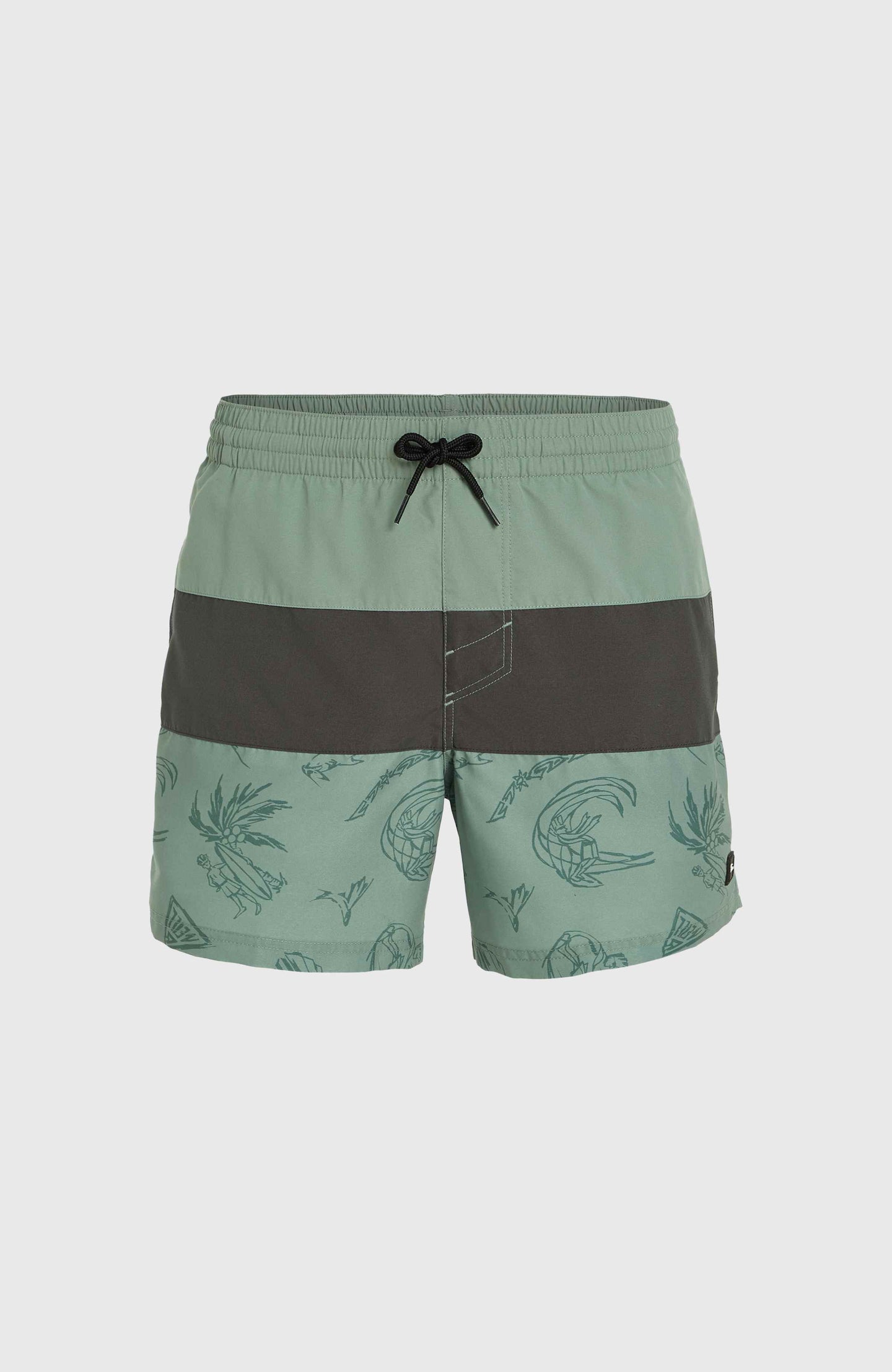 Mix & Match Cali Block 15'' Swim Shorts - Green Vintage Surfer