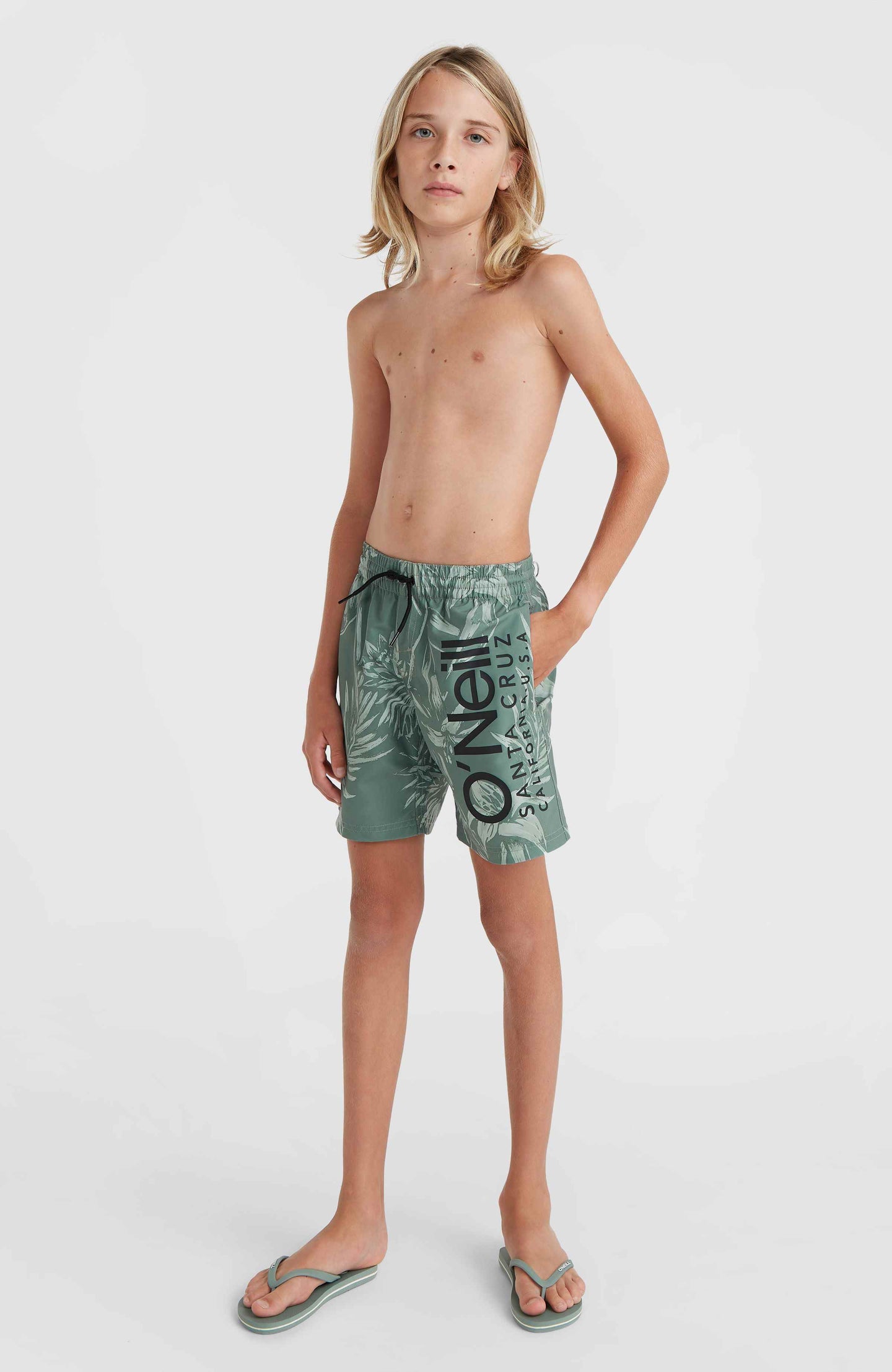 Mix & Match Cali Floral 14'' Swim Shorts - Green Tonal Tropicana